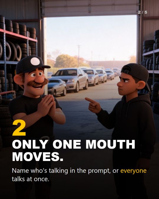 2. Only one mouth moves